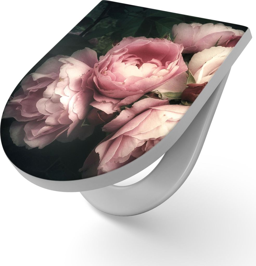 DEQORI WC-Sitz Duroplast 36,4x45,4 cm 'Nostalgische Blüte' Toilettensitz WC-Brille Design