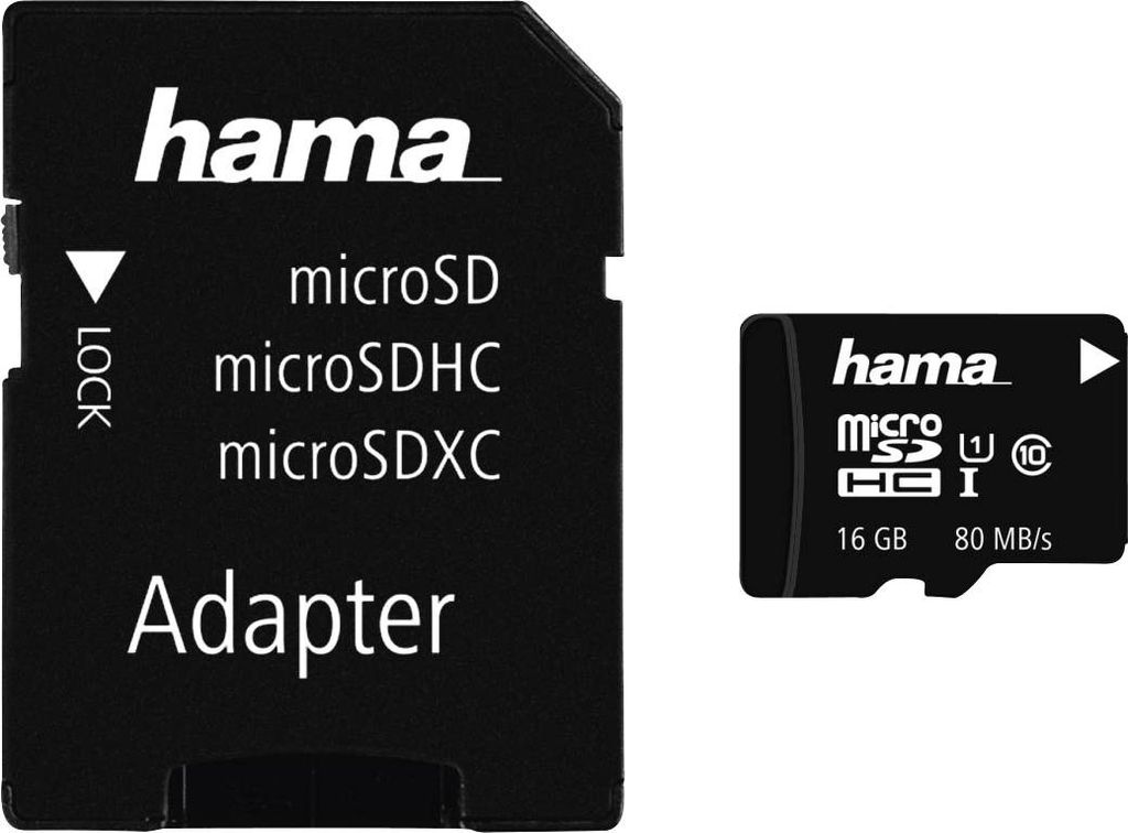 Hama microSDHC 16GB, 16 GB, MicroSDHC, Klasse 10, UHS-I, 80 Produktbild 