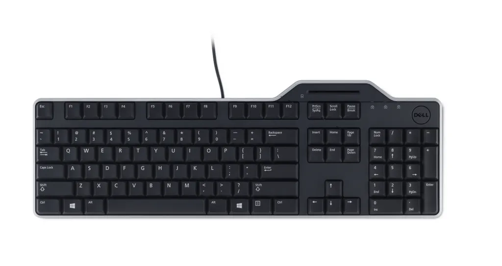 Clavier DELL KB813 Noir USB AZERTY Français avec Lecteur Carte à Puce