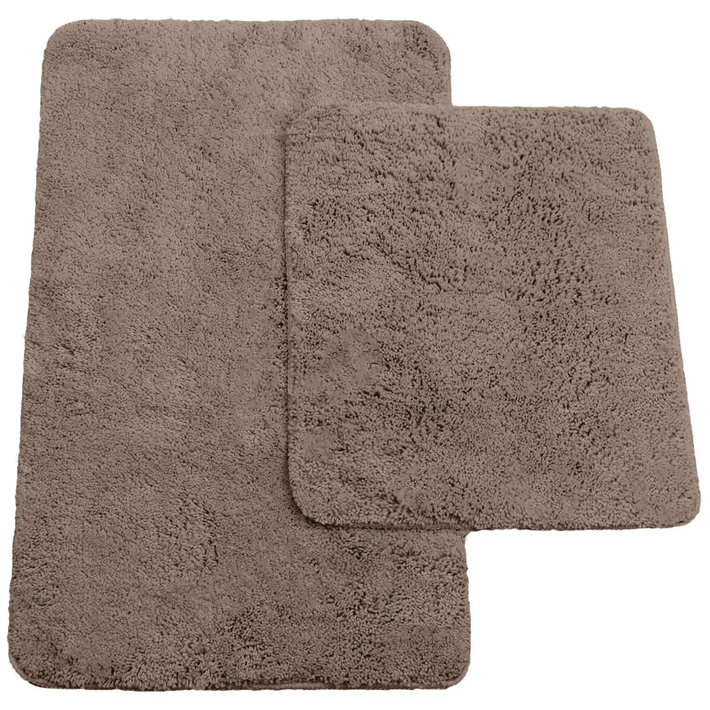 Ensemble de Bain Taupe : Grand Tapis 50x80 et Contour WC - Confort Design
