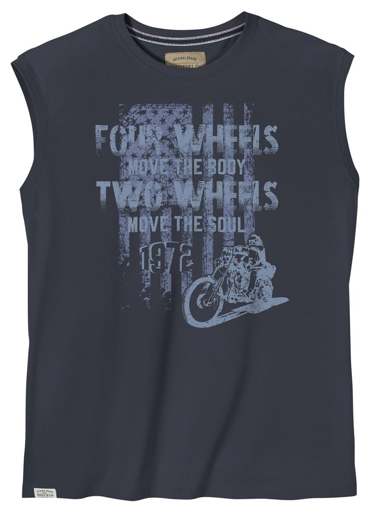 Redfield XXL Muskelshirt Motorrad-Print denimblau