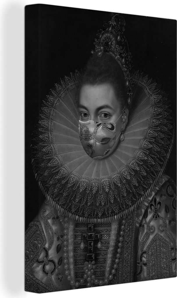 OneMillionCanvasses - Leinwandbilder - 90x140 cm, Isabella Clara Eugenia mit einem goldenen Mundschutz - Gemälde von Frans Pourbus dem Jüngeren...