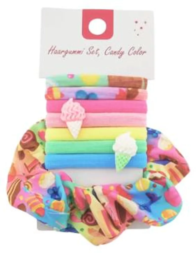 Set de 8 élastiques à cheveux couleur bonbon assortis pour femme et fille