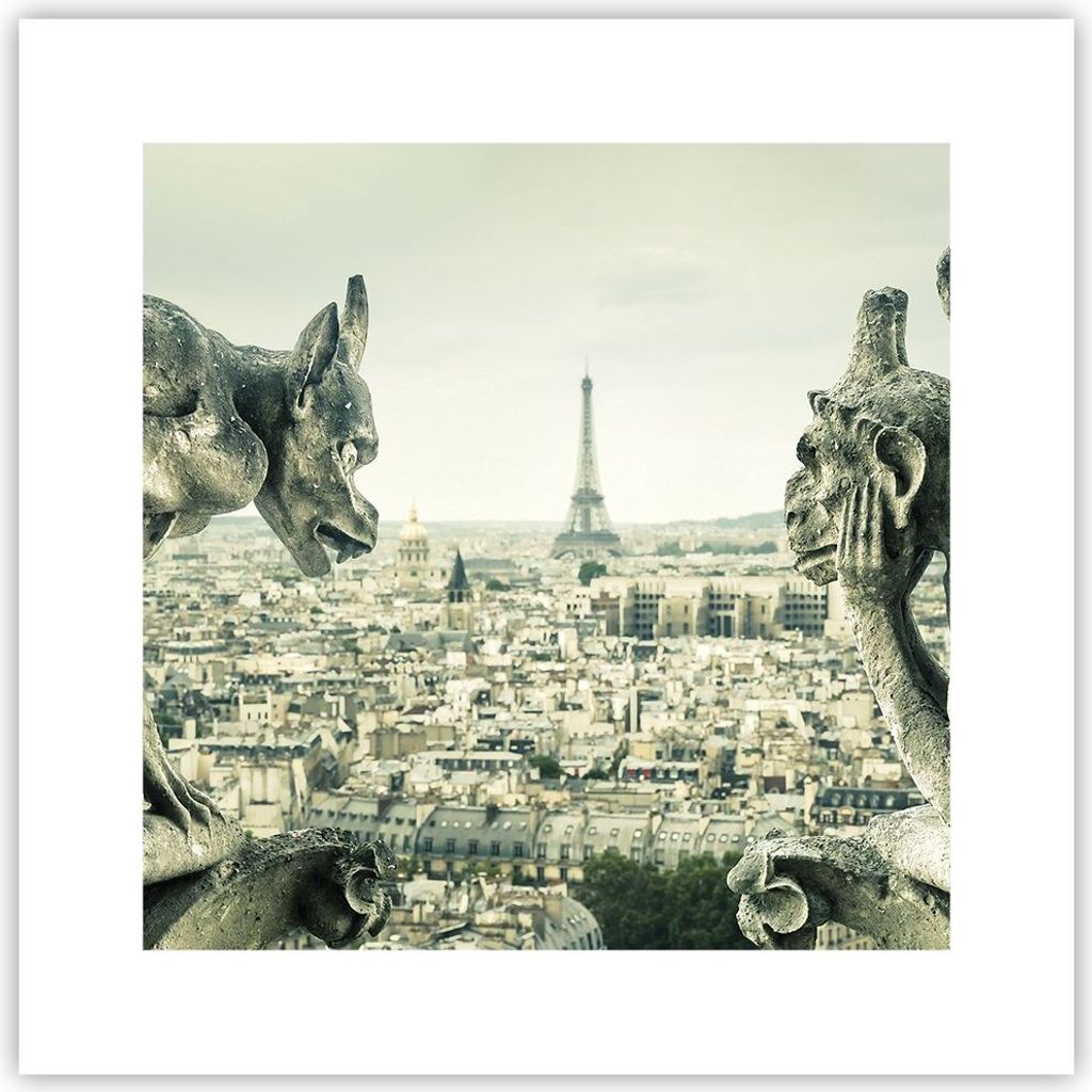 Poster - Poster ohne Rahmen - Wasserspeier Paris Notre-Dame - 30x30 cm - Wand Bild - Wanddeko - Wandbilder - Kunstposter - Wandposter - Bilder - Ku...