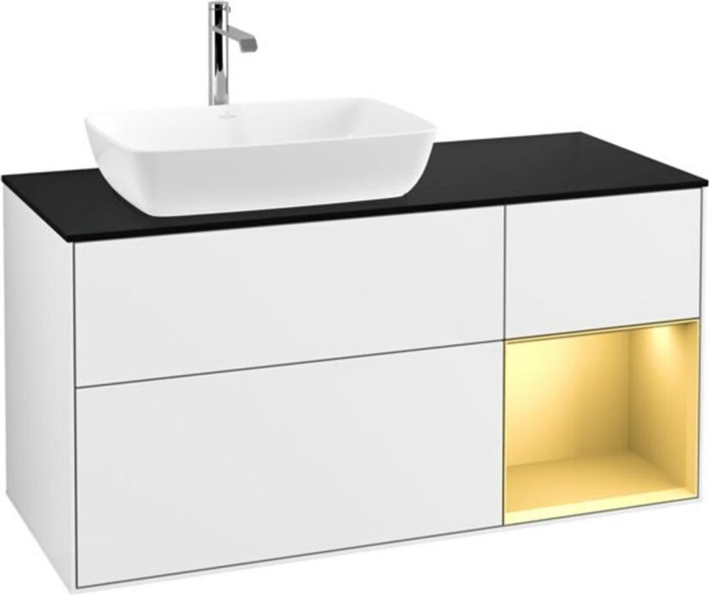 V&B Waschtischunterschrank Wandbeleuchtung Finion 120cm, Pl b m, Rg gol m Lac, glo wh. Lac