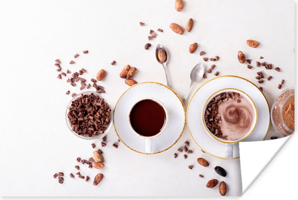 MuchoWow Poster Kaffee - Kaffeebohnen - Schokolade 90x60 cm - Schlafzimmer