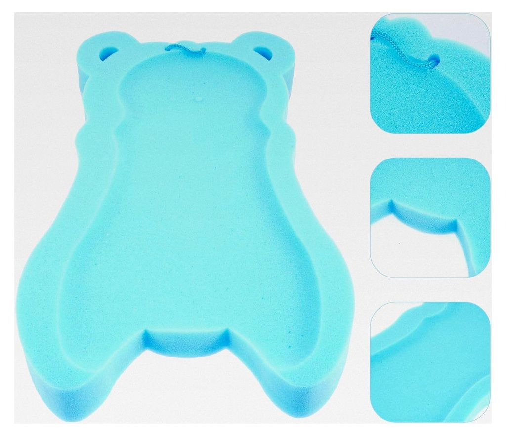 Badematte mit Schwammkissen für Kleinkinder und Neugeborene, hautfreundlich und rutschfest, weiche Badewannenunterlage für Badesicherheit