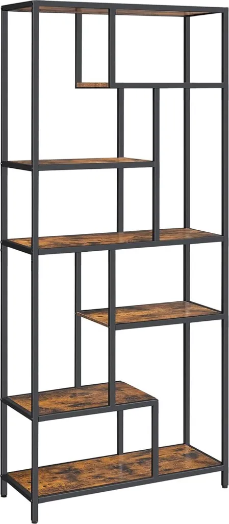Bibliothèque géométrique autoportante 180 cm de haut avec 6 étagères pro
