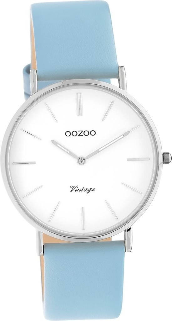 Oozoo Leder Damen Uhr C20217 Analog Quarzuhr Armband hellblau Vintage Series D2UOC20217