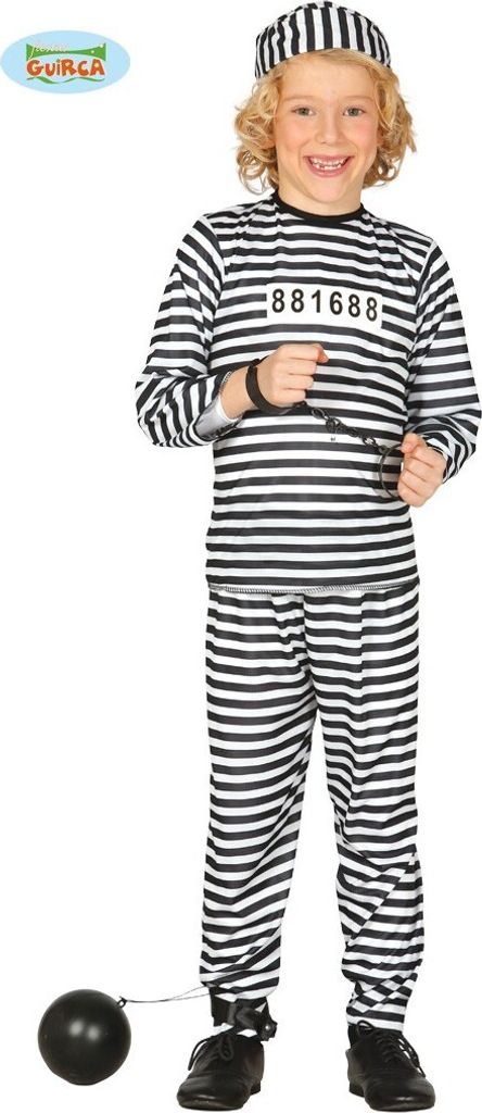 Costume da ladro a strisce bianche e nere per bambini per Immagine del prodotto 