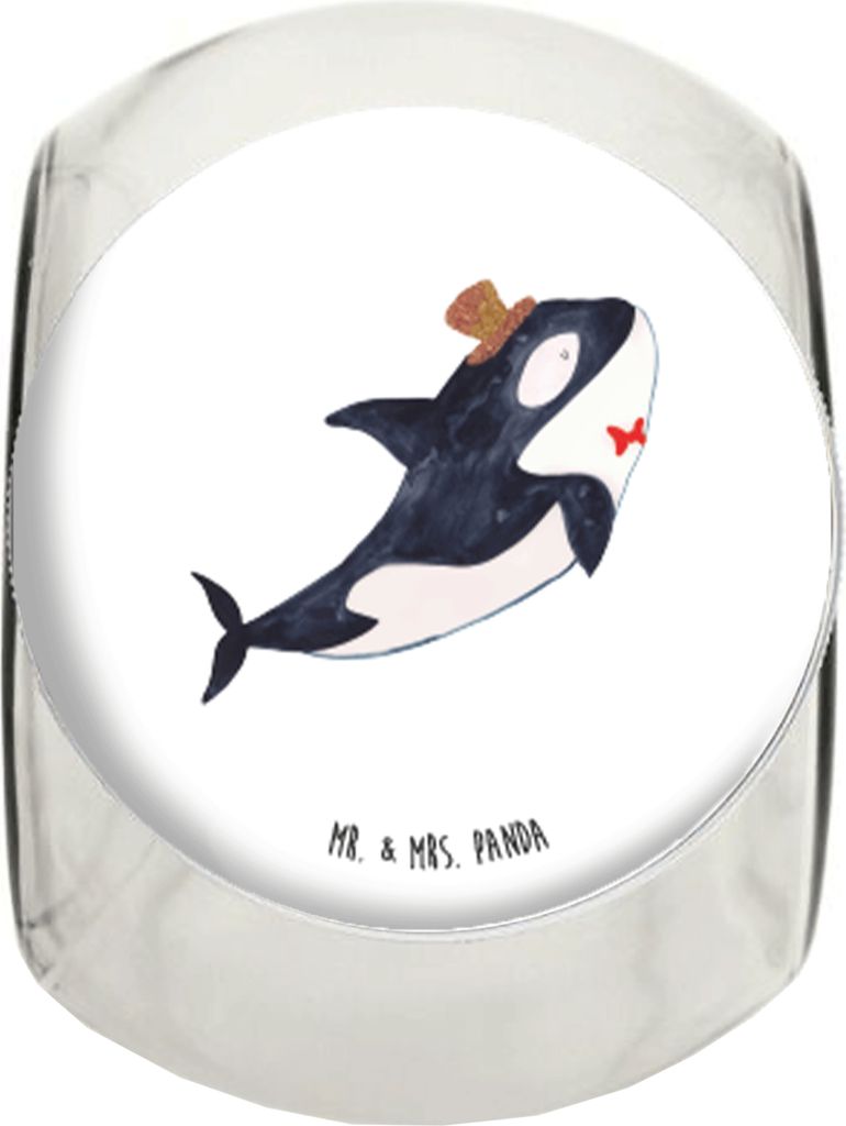 Mr. & Mrs. Panda Kaffeedose Orca Zylinder L 870ml - Weiß - Geschenk, Konfetti, Bonbonglas, Lebensmittelbehälter, glasbehälter, Urlaub, Geburtsta...
