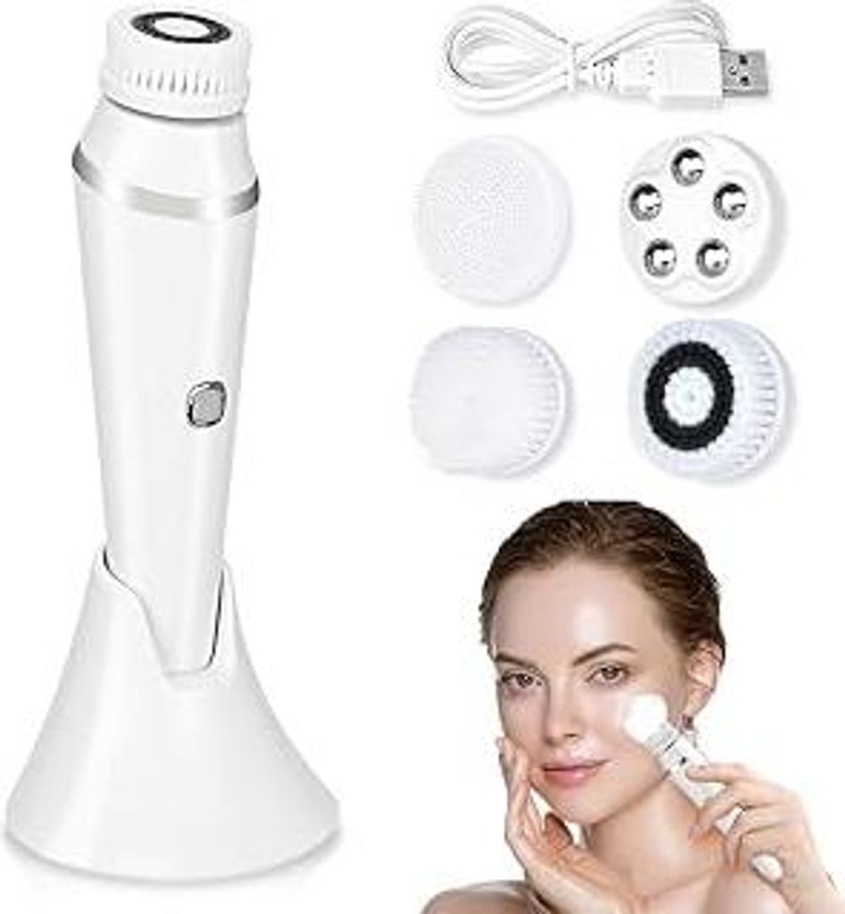 yotutun Gesichtsreinigungsbürste, 4 in 1 Elektrische Gesichtsbürste Wasserdichte mit 4 Bürstenköpfen 3 Geschwindigkeiten Gesichtsreinigungsbür...