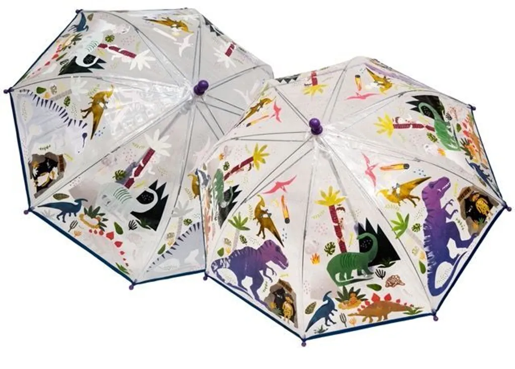 Fini les vêtements mouillés avec le parapluie textile Dinosaurier