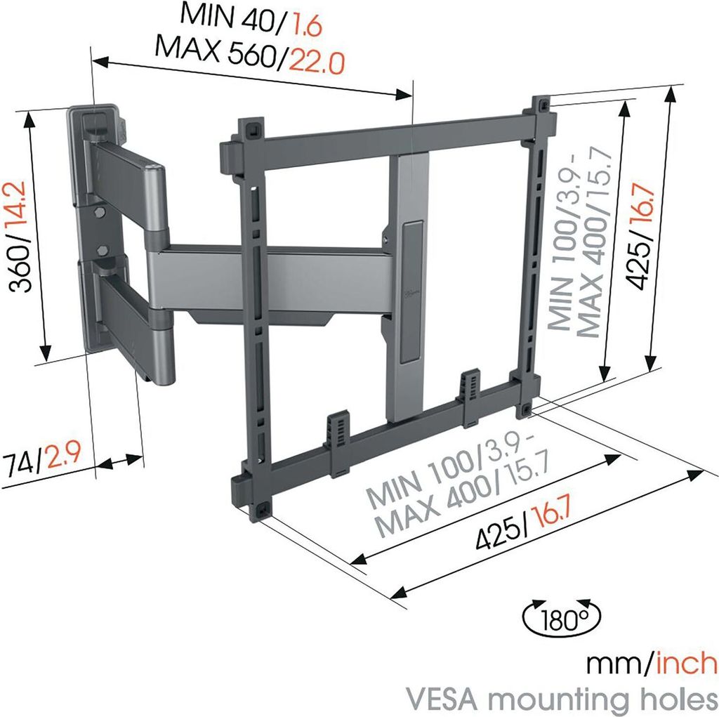 Vogel's Elite TVM5445 20° náklon a 180° otočení. Nástěnný Obrázek produktu 