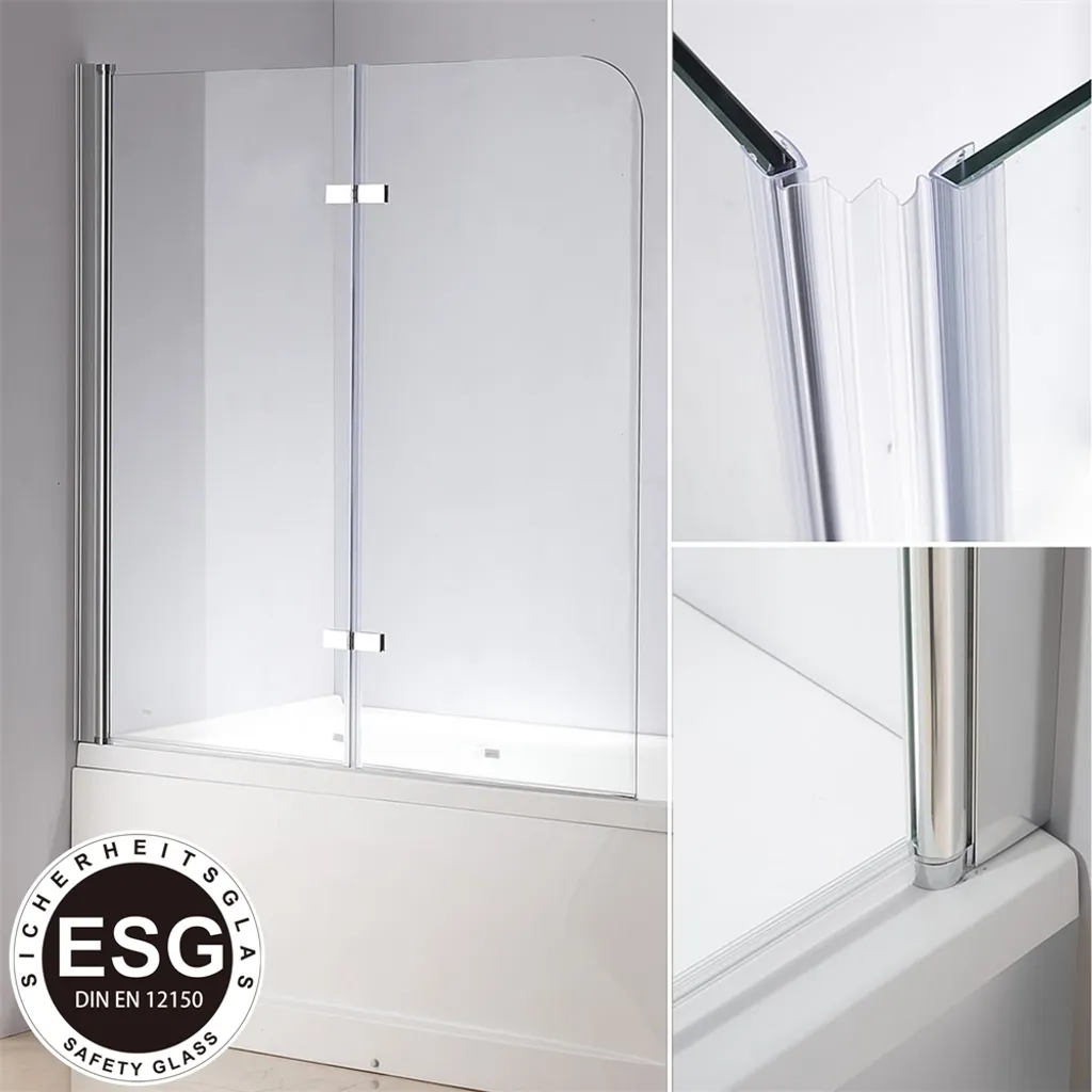 Box doccia in vetro 140x120 cm Parete pieghevole per vasca da bagno Girevole Guarnizione Accessorio