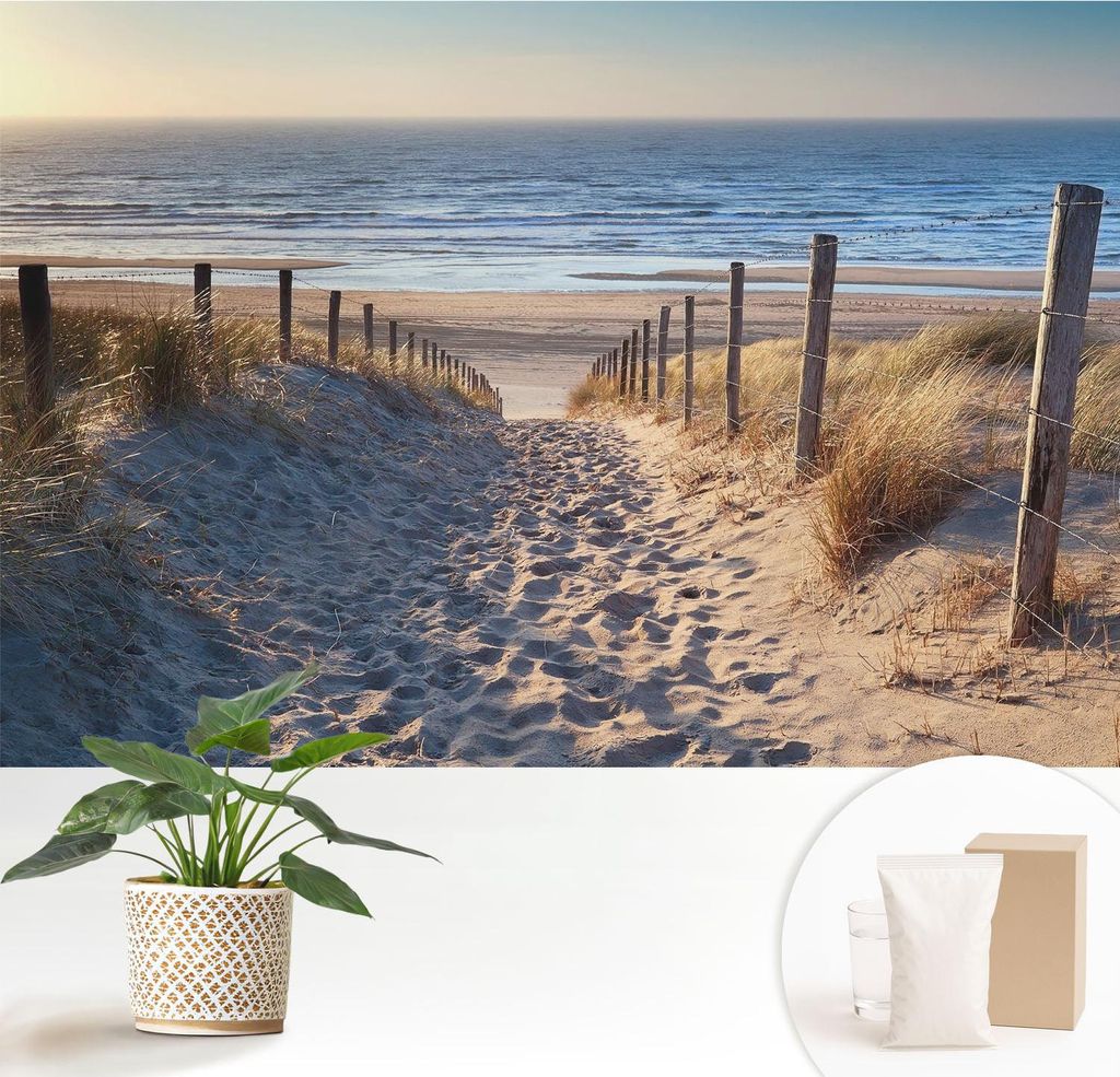 Fototapete - 152x104 cm - Tapete - Wandtapete - Wandbilder - Dekofolie - Tapete Folie - Wand - Dekoration - Wohnzimmer - Strandweg