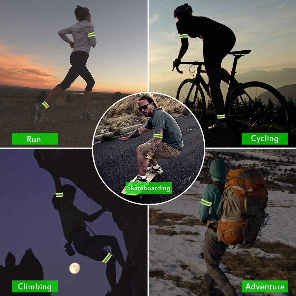 Reflektorband Gürtel Armband Knöchelbänder Elastisch für Joggen Radfahren Laufen 