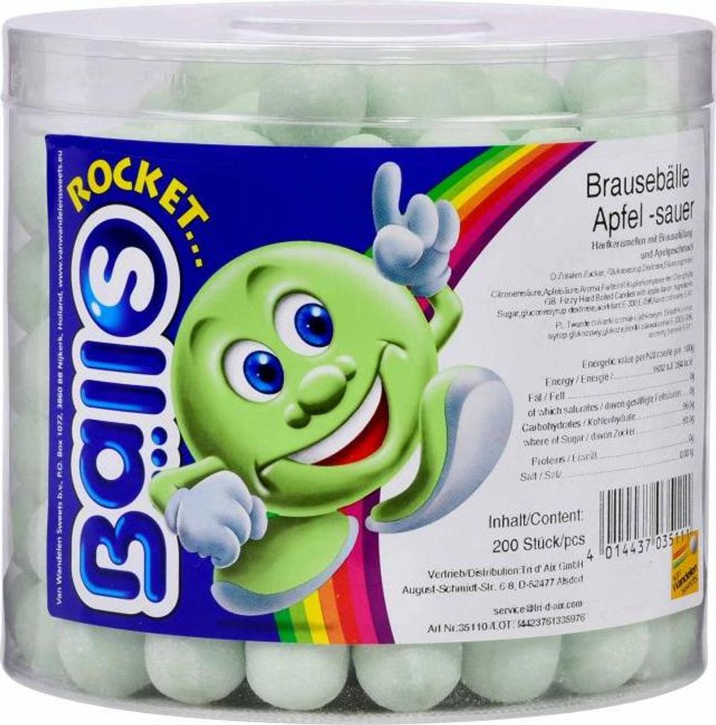 Rocket Balls sherbet balls jabłko kwaśne słodycze słodzone Zdjęcie produktu 