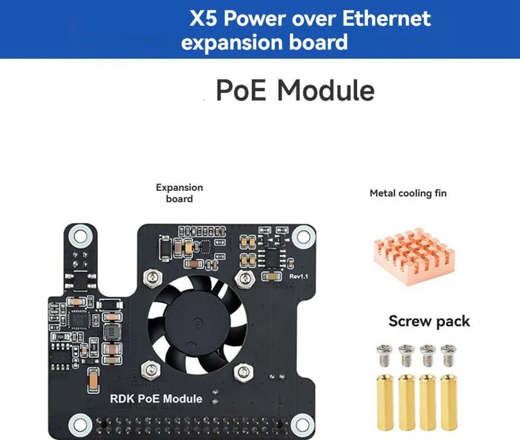 Extension PoE Hat pour RDK X5 D-ROBOTICS - Alimentation par Ethernet