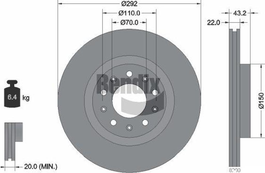 BENDIX Braking BDS2037 Bremsscheibe OE 50545300 kompatibel mit Alf. 159, Brera, Giulia, Spider, Stelvio