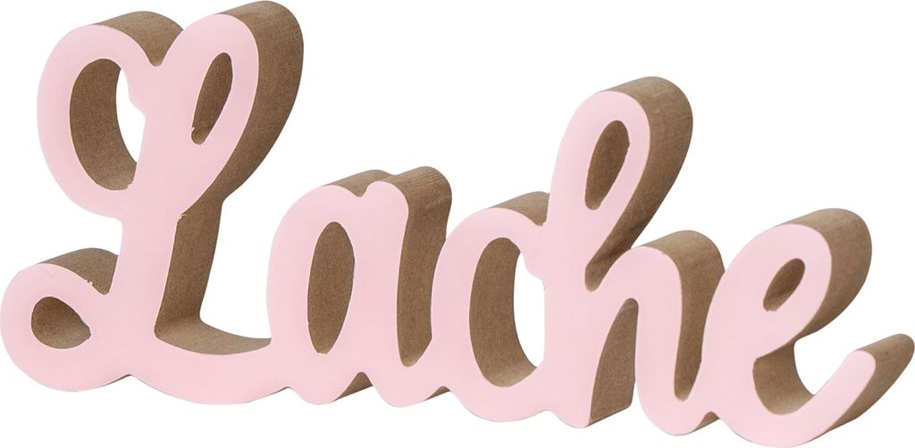 Schriftzug Lache L24cm Pastell Rosa Holz Tischdeko Deko Aufsteller Wohndeko
