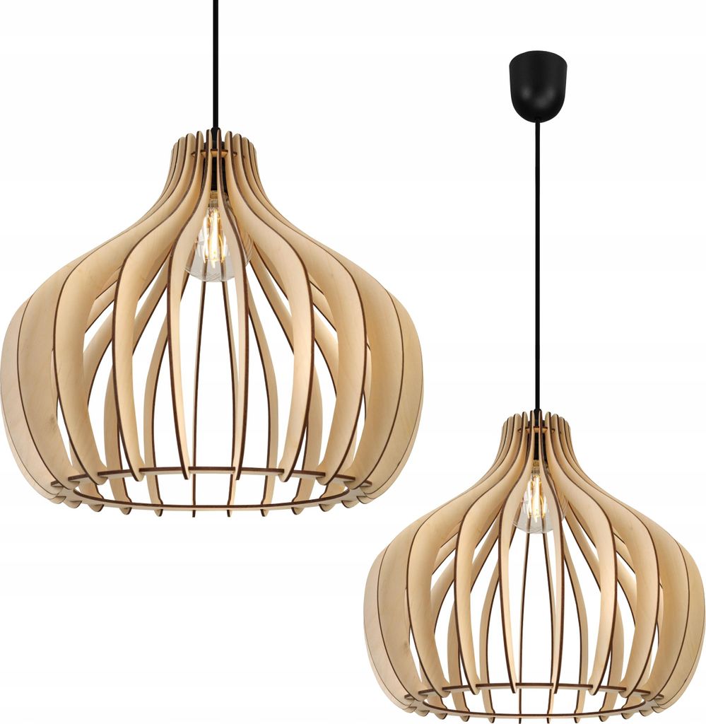 Moderne Led-Deckenhängelampe Aus Holz Produktbild 