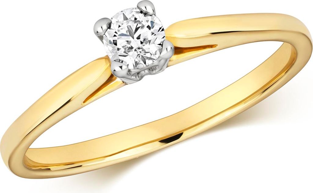 Funkelndes Feuer 9 Karat (375) Gold Damen - Diamant Ring Brillant-Schliff 0.15 Karat H - I1, 50 (15.9); TRS320419KYRSK