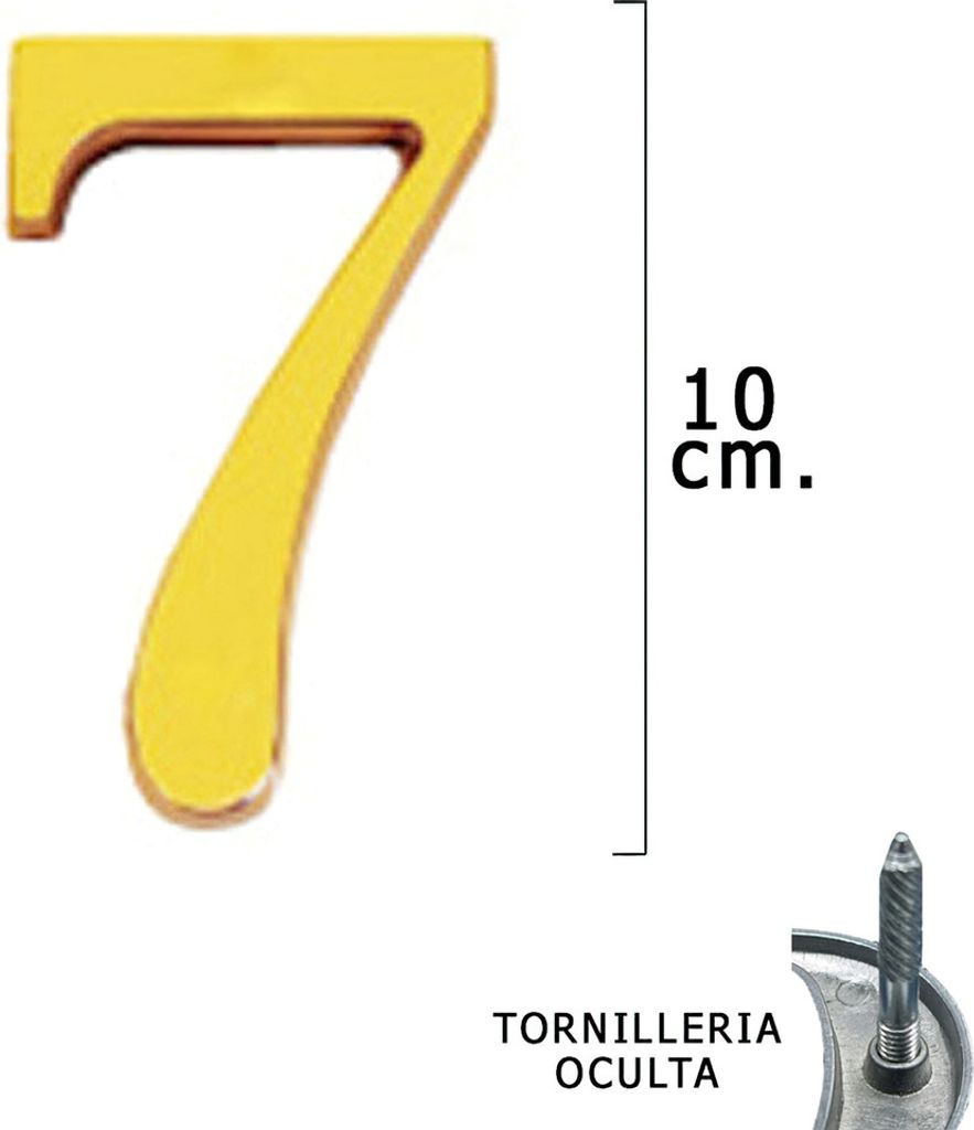 Nummer "7" Wolfpack aus Messing 10 cm + Schrauben, Blisterverpackung mit 1 Stück