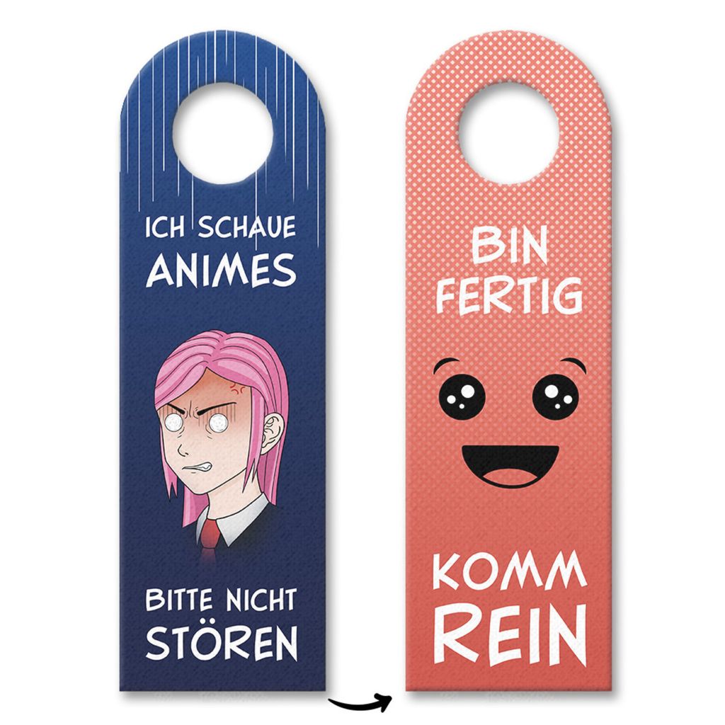 Ich schaue Animes oder Komm rein Türhänger 10er Set mit Animemädchen Motiv