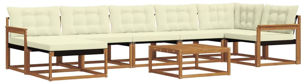 vidaXL Outdoor-Sofagarnitur 22 pcs Natur und Creme Massivholz Akazie