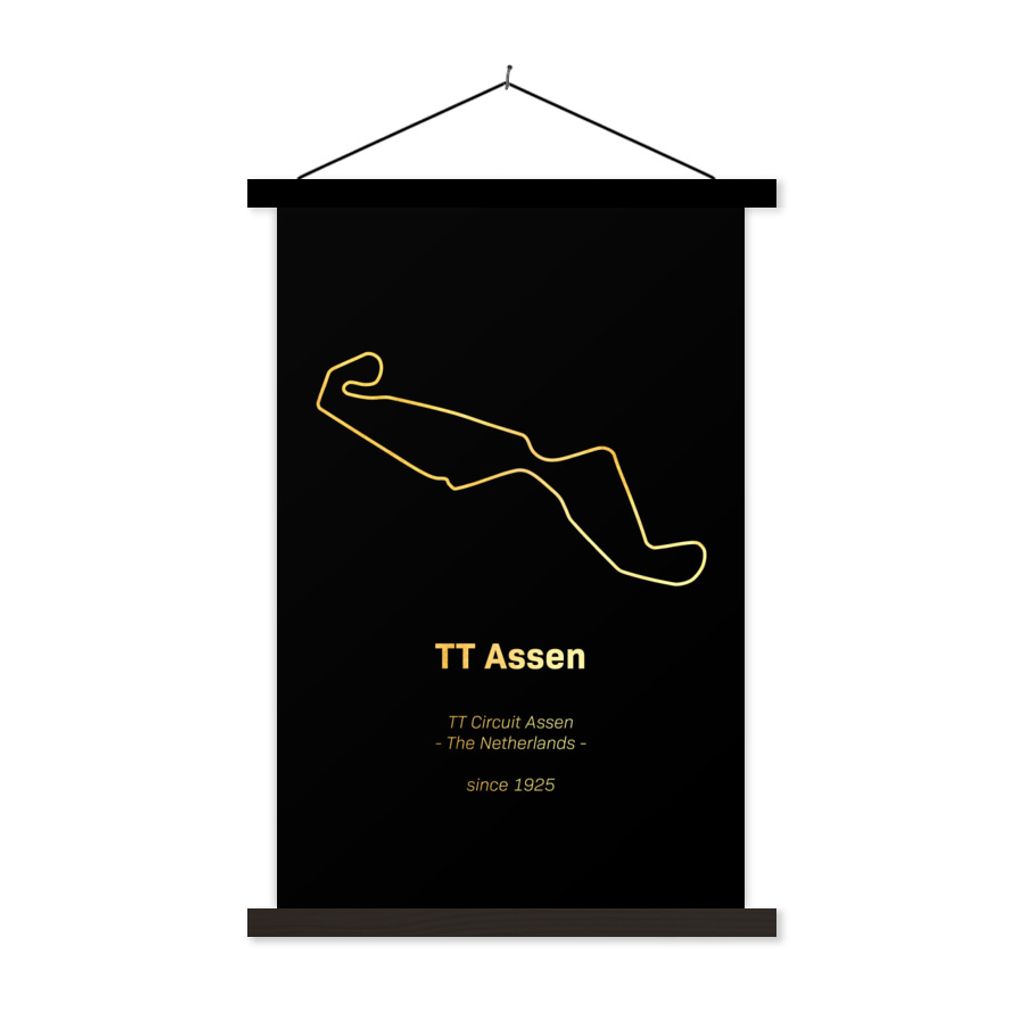 MuchoWow Textilposter TT-Achsen - Gold - Schwarz 40x60 cm mit schwarzem Rahmen - Wanddekorationen