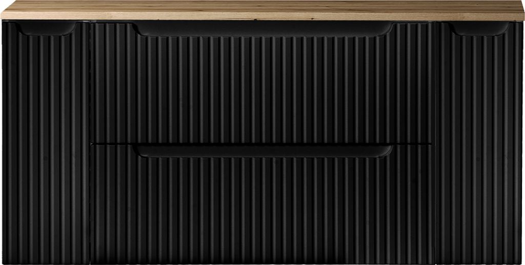 Waschtisch-Unterschrank 120cm, in schwarz mit Eiche, NEWPORT-56-BLACK