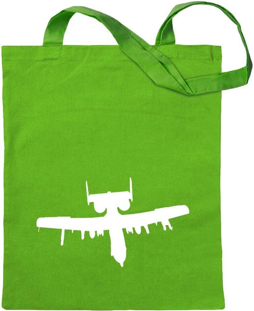 Kiwistar - Baumwolltasche - hellgrün - Drohnen Militäreinsatz Flugzeug - Tragetasche Stoffbeutel Umhängetasche langer Henkel