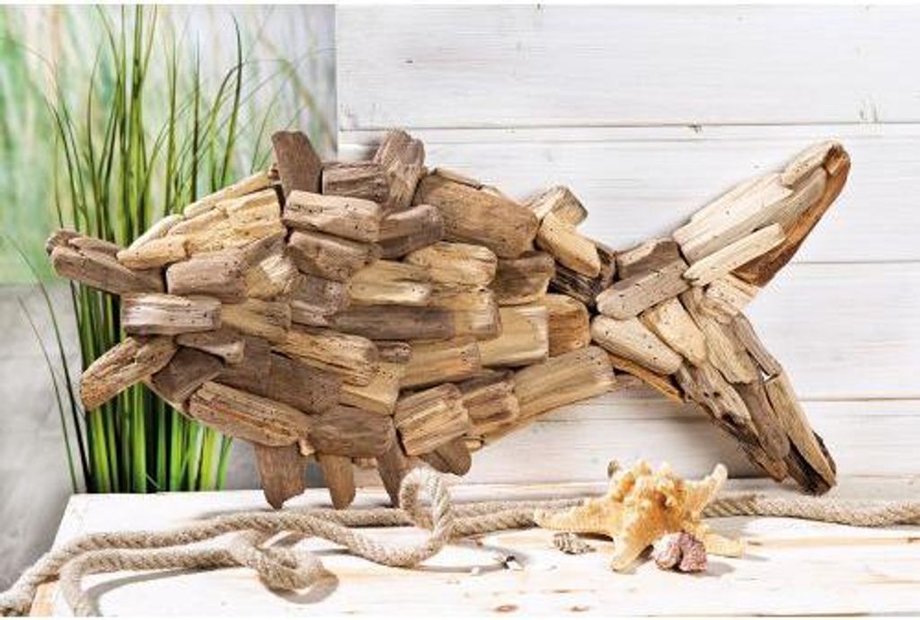 GILDE Figur, Fisch, Holz, naturfarben, , L. 3,5 cm, B. 60 cm, H. 29 cm 52841