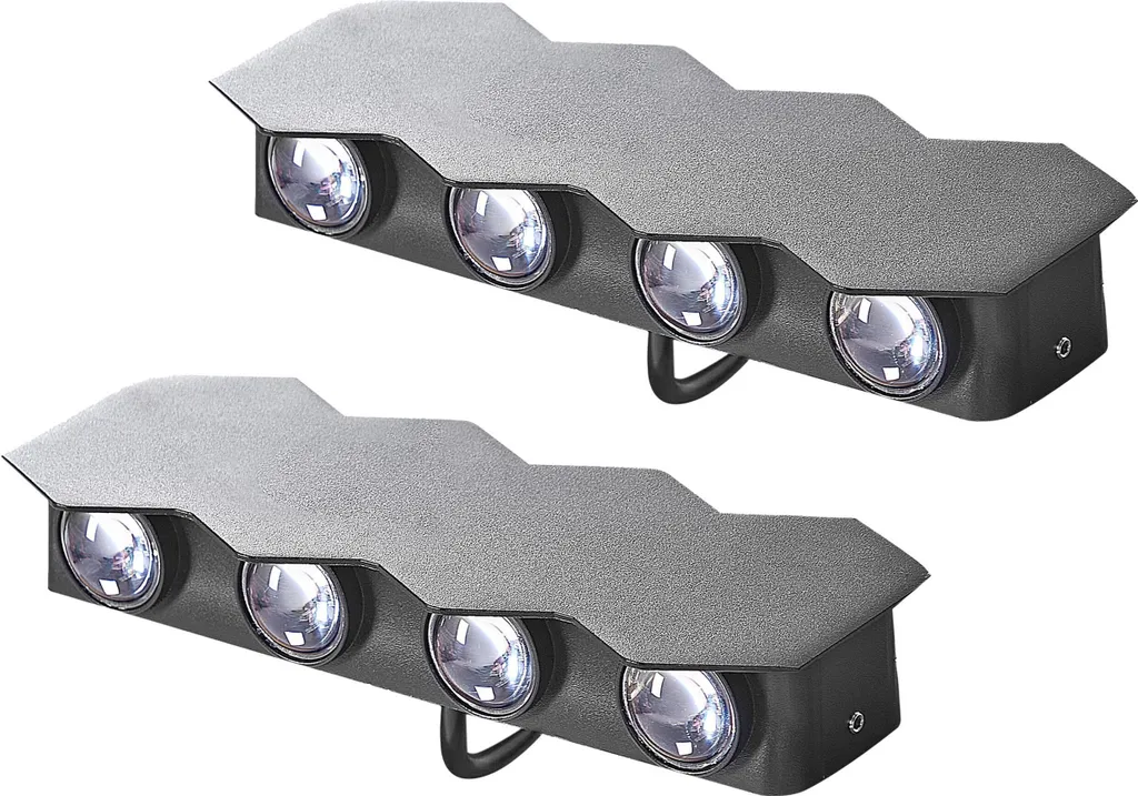 Applique murale LED extérieur BELIANI lot de 2 noir 8 flammes design