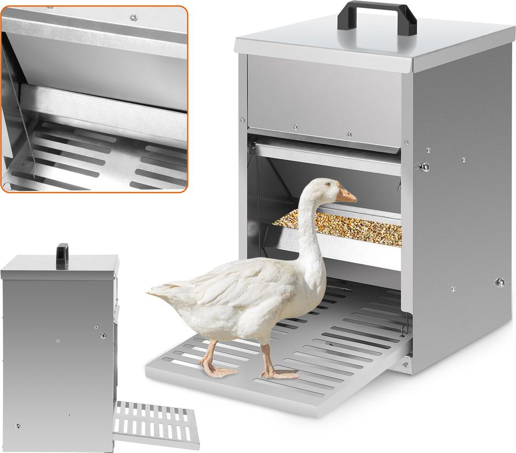 Jayseuw 3x Futterautomat Hühner mit Trittklappe – Automatischer Futterspender für Hühner, Gänse und Enten, 5KG Kapazität, wasserdicht und ra...