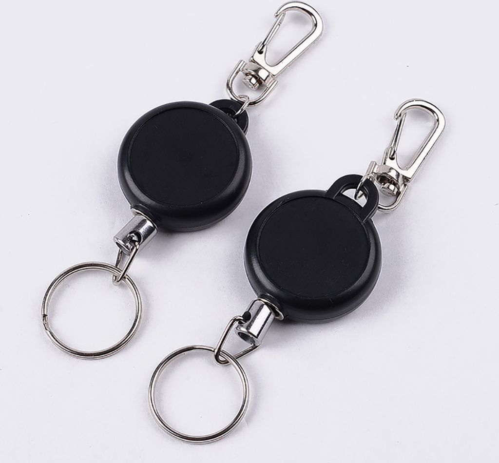 Mode flexibler Schlüsselanhänger Schlüsselanhänger Drahtseil Kette gedehnt Tasche Geldbörse Dekor-Schwarz