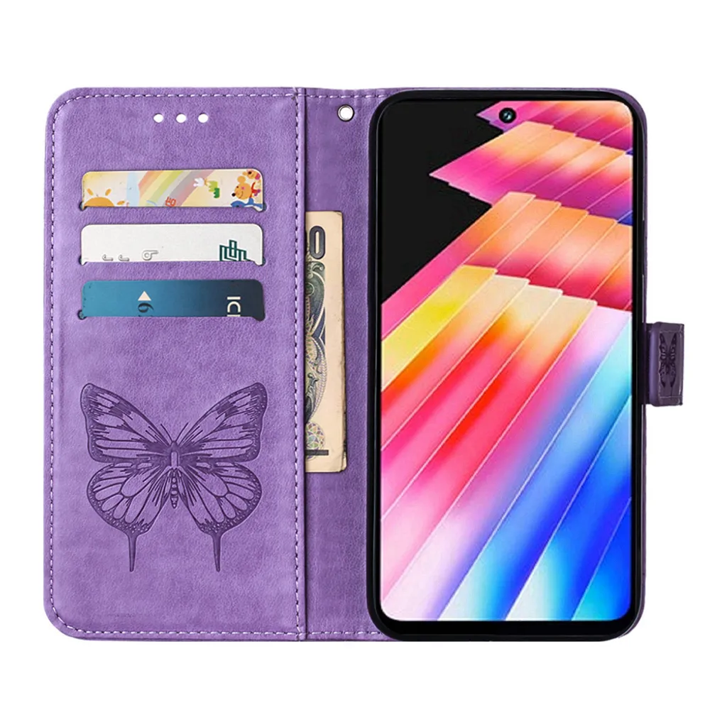 Custodia Infinix Note 30 5G Farfalla in Rilievo - Pelle Viola Premium - 4