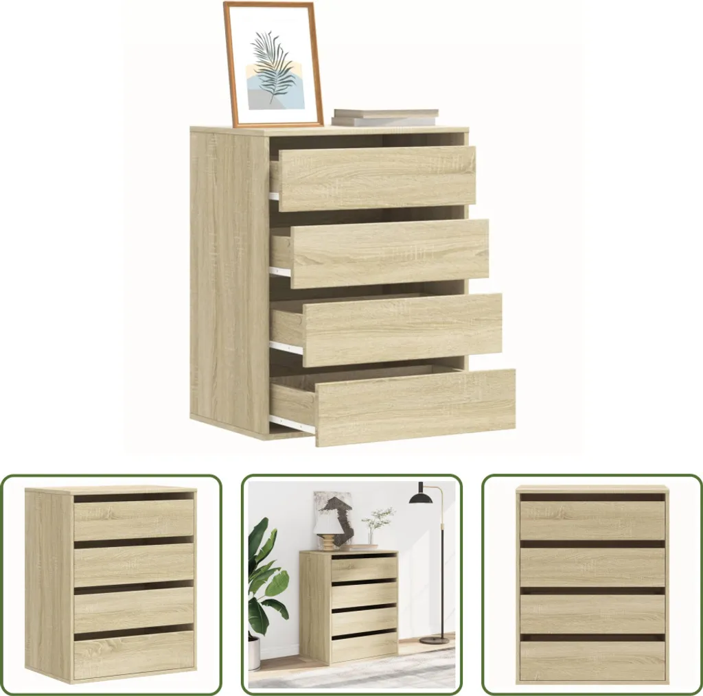 Cassettiera Moderna Rovere Sonoma 60x41x76cm - The Living Store