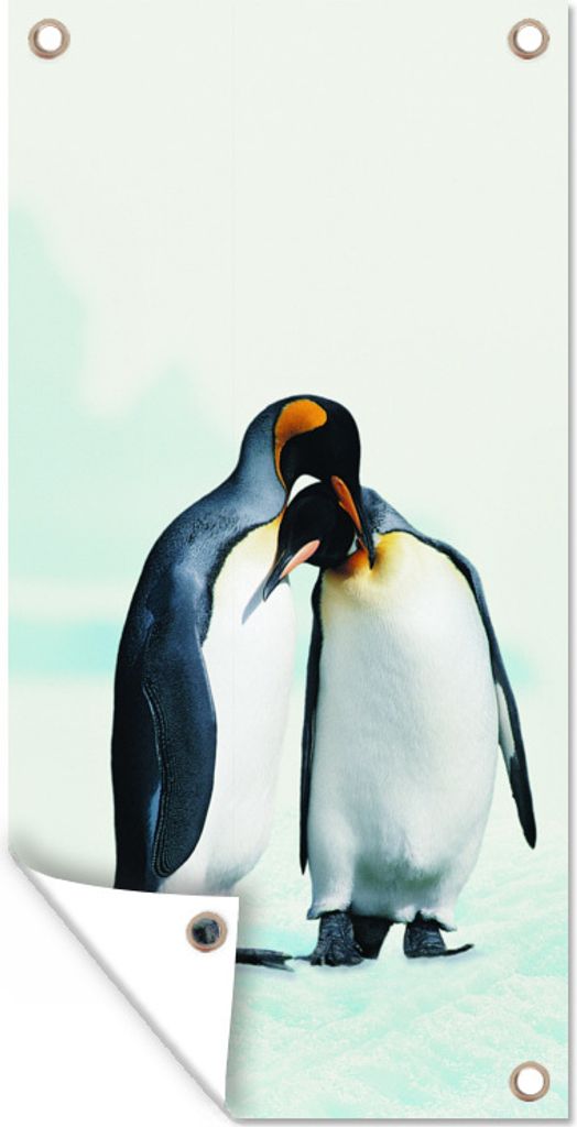MuchoWow 30x60 cm Outdoor-Poster Gartendeko Sichtschutz Garten Poster für den Garten Pinguine - Schnee - Familie