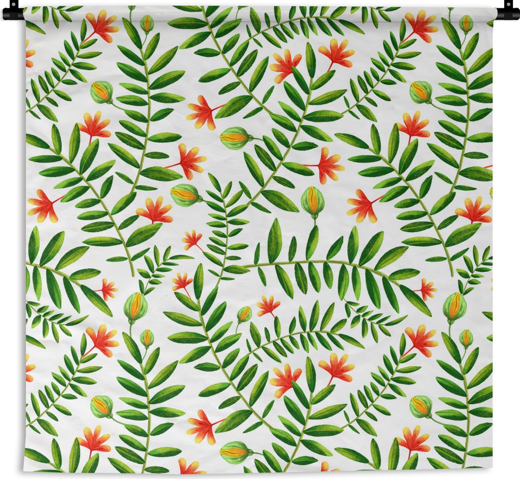MuchoWow Wandteppich Wandbehang Blumen - Dschungel - Design 150x150 cm Tapisserie Dekoration Wandtuch - Wohnaccessoires - Modernes