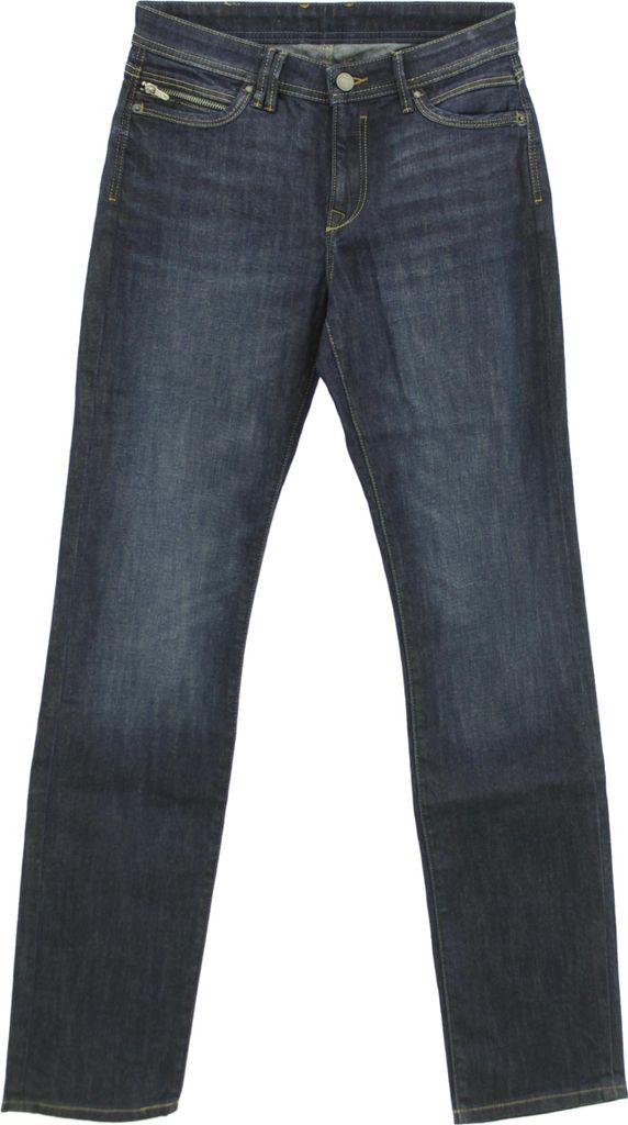 33054 EDC by Esprit, Low Rise Straight Fi, Damen Jeans, Stretchdenim, darkblue used, W 26 L 32