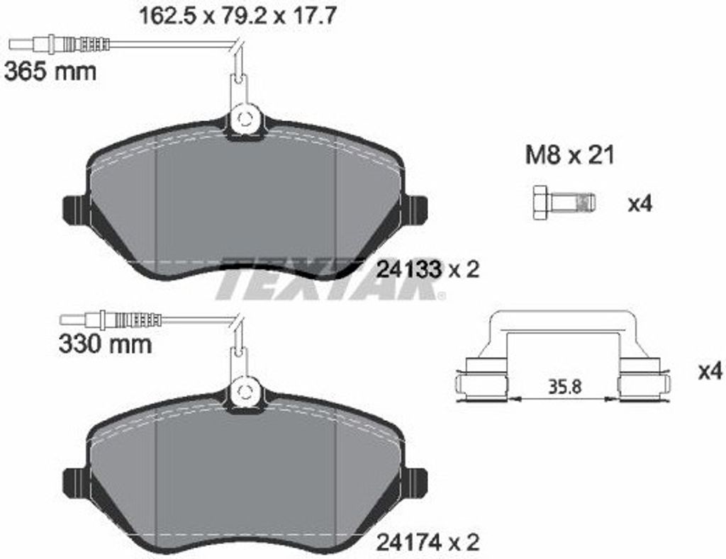 Textar Bremsbeläge vorne für Citroen C5 III+Break C6 Peugeot 407 + SW Coupe 607