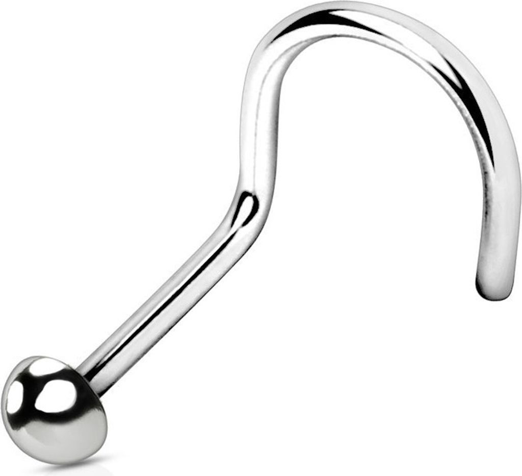 viva-adorno 1,0 x 6 x 2mm Nasenstecker gebogen Titan G23 Halbkugel Dome Nasenpiercing Stecker Spirale Nasenring Z586