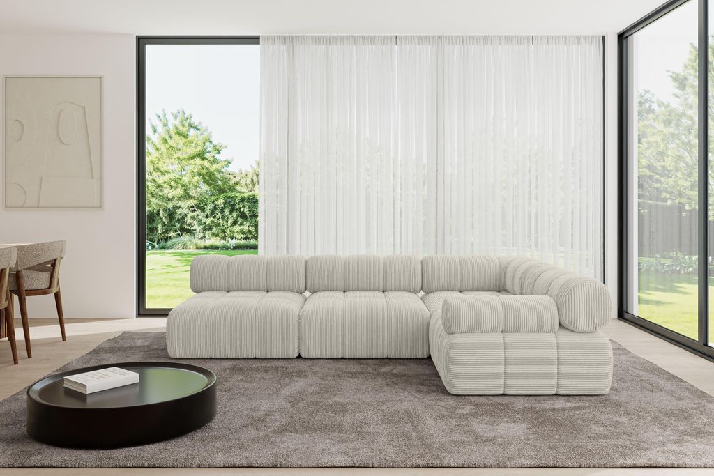 ALTDECOR Modulares Sofa Ecksofa in L-Form - Mende-L2 - 285x190x70 cm Hellgrau Corner modular Sofa Eckcouch Couch Wohnlandschaft Cauchsofa Polstersofa