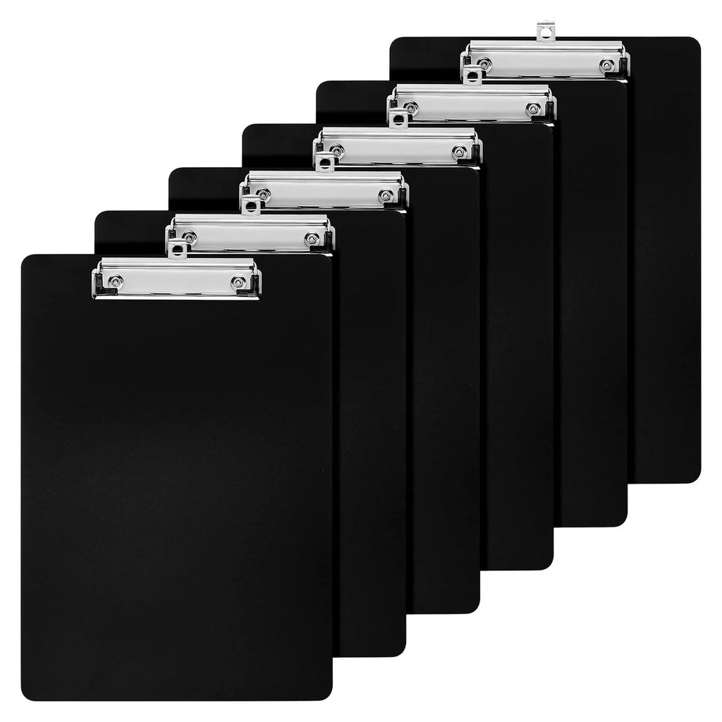 7 Stück A4 Klemmbretter, Clipboard A4 Klemmbrettmappe mit Clip, Kunststoff Klemmbretter, Schreibbrett für Büromaterial, Schwarz