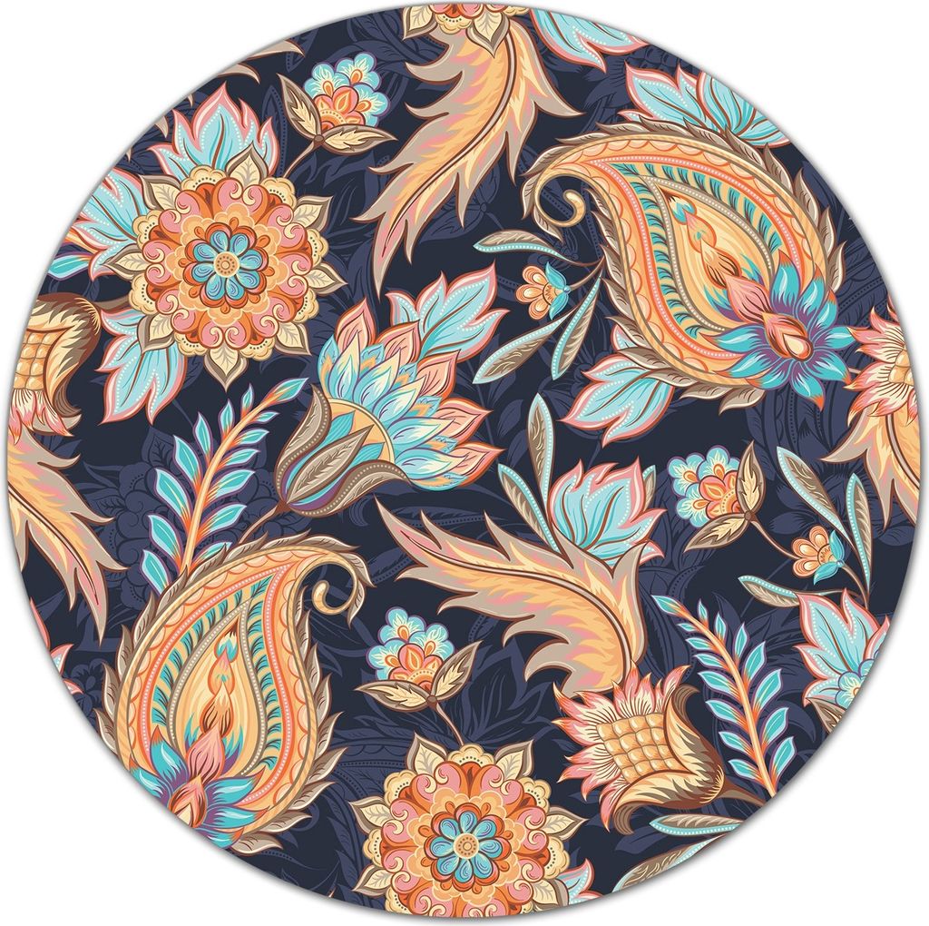 Glas-Herdabdeckplatte Glaskeramikkochfeld-Abdeckung Schneideplatten - 40 cm - Paisley blau orange