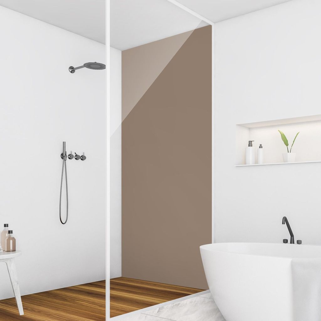 Duschrückwand mit Motiv selbstklebend - 0.35 mm Wandpaneel wasserfest Design beige Unifarben Badrückwand fugenlos Smart matt 80x210 cm