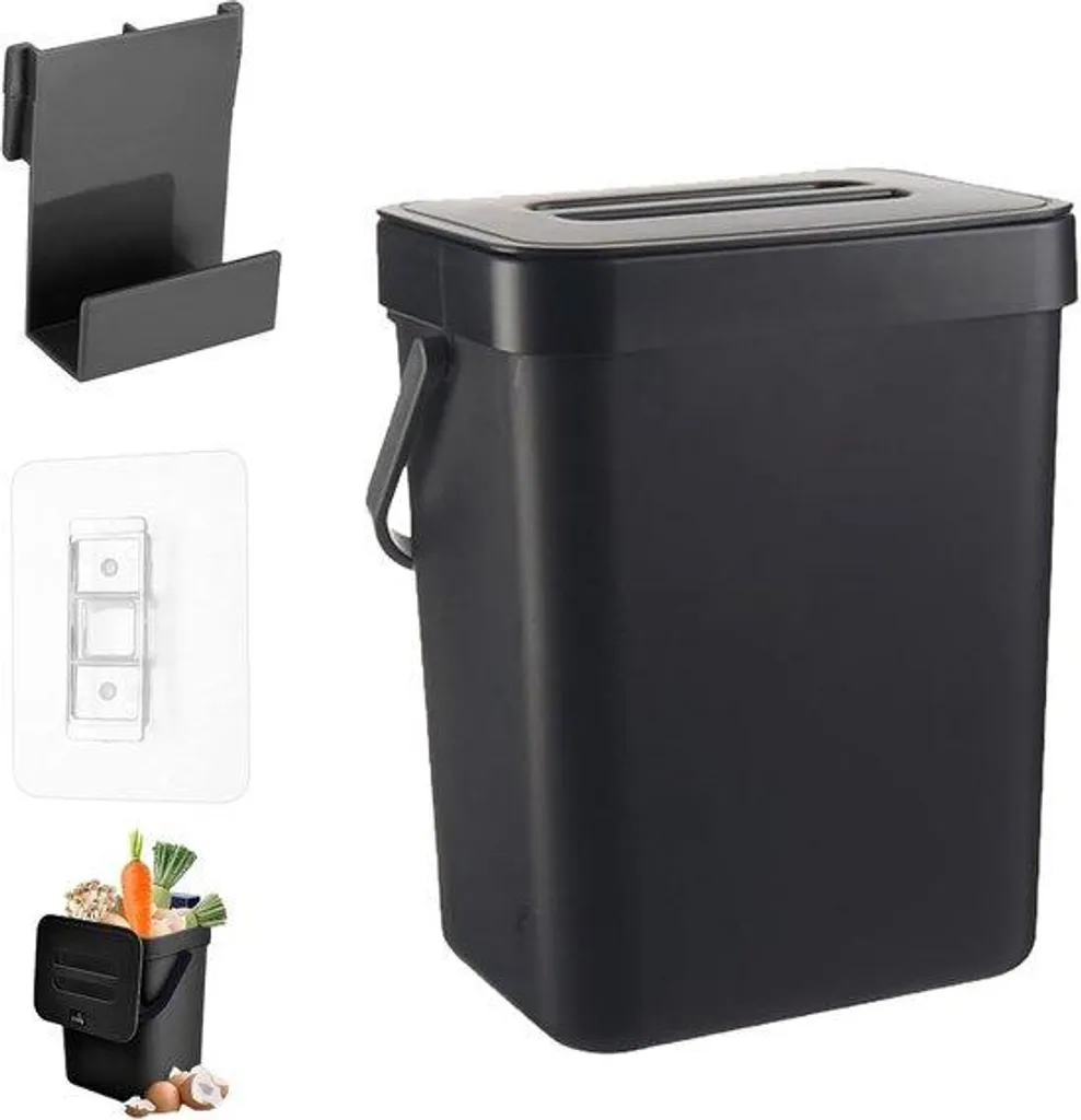 Poubelle murale compacte de 3 litres - Modèle Slim avec seau amovible