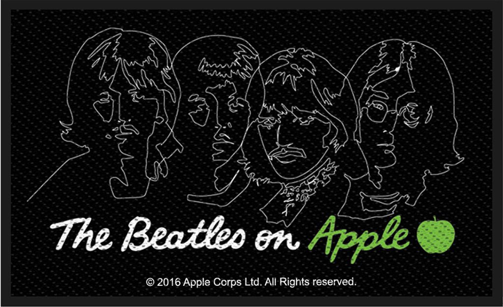 The Beatles On Apple (White on Black) Aufnäher zum Aufnähen 100 x 50 mm